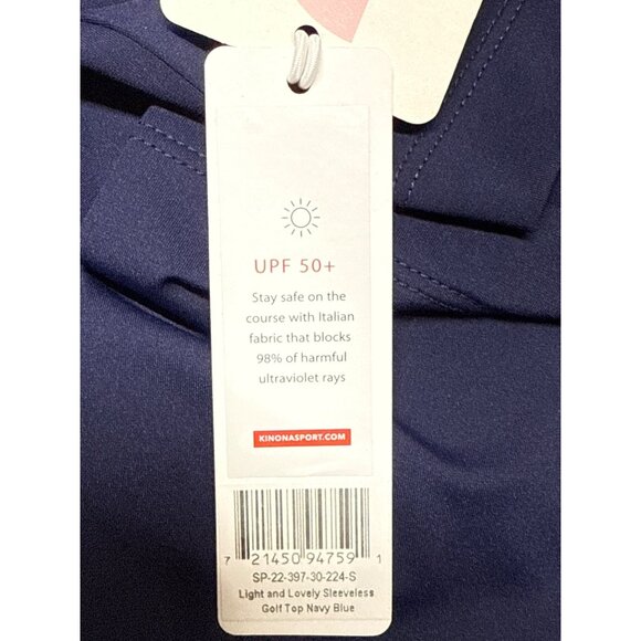 Kinona Light and Lovely Sleeveless Golf Top - Navy - Size Small - New with Tags - Picture 3 of 3